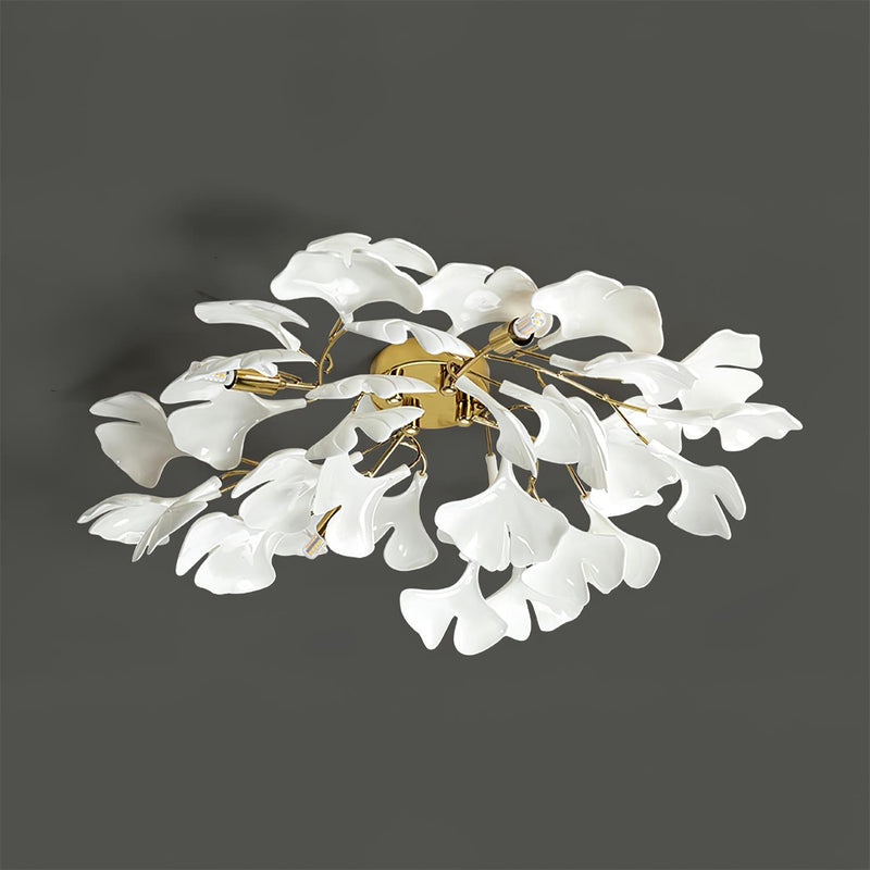 Ginkgo Leaf Ceramic Flush Mount Ceiling Light