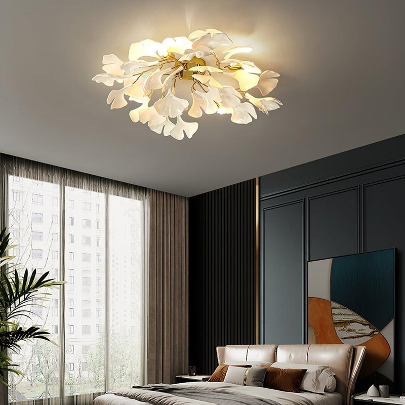 Ginkgo Leaf Ceramic Flush Mount Ceiling Light
