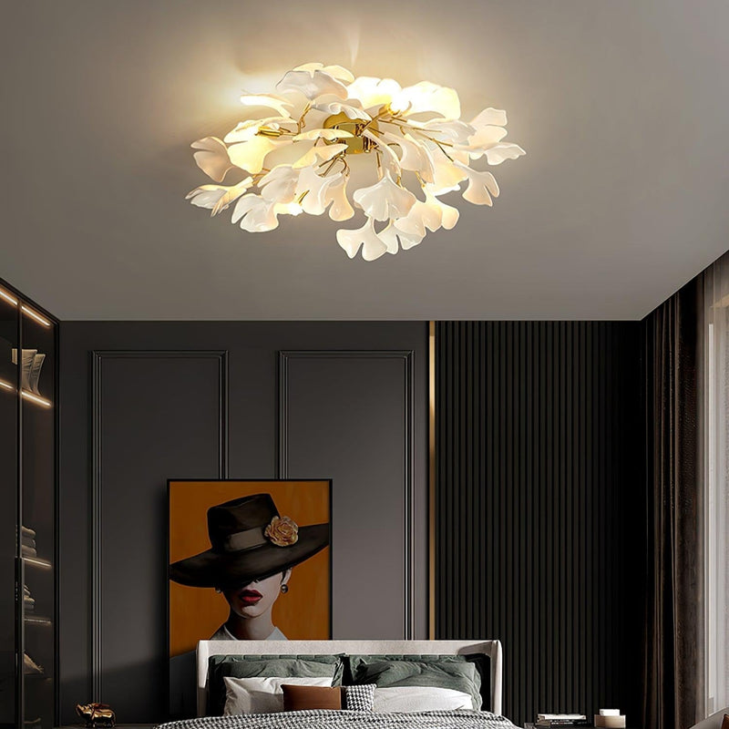 Ginkgo Leaf Ceramic Flush Mount Ceiling Light
