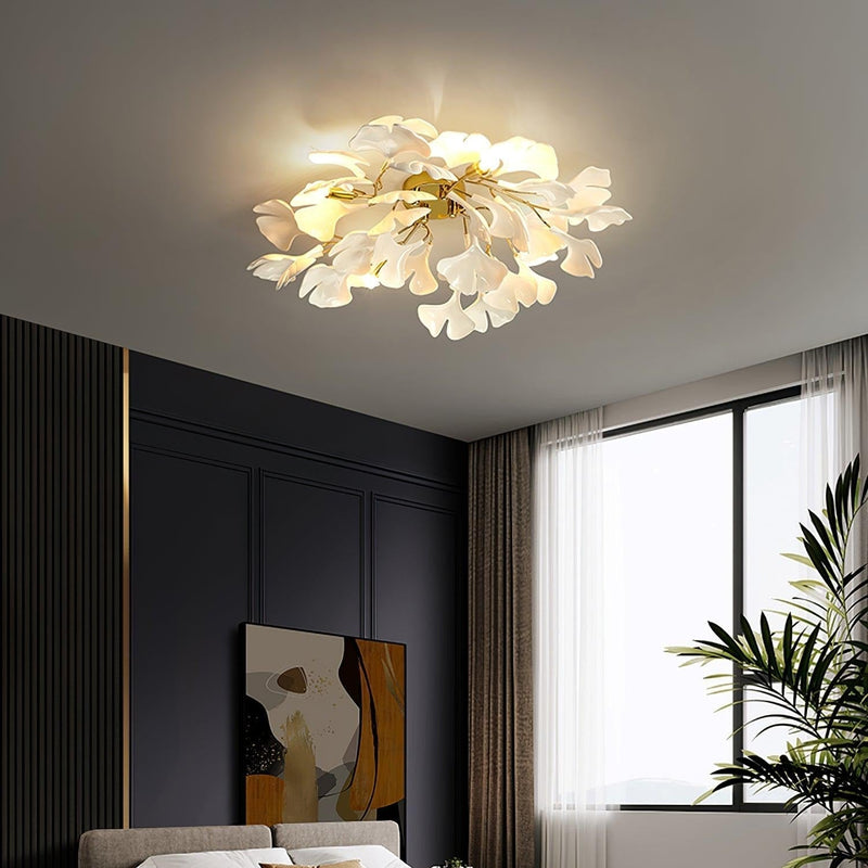 Ginkgo Leaf Ceramic Flush Mount Ceiling Light