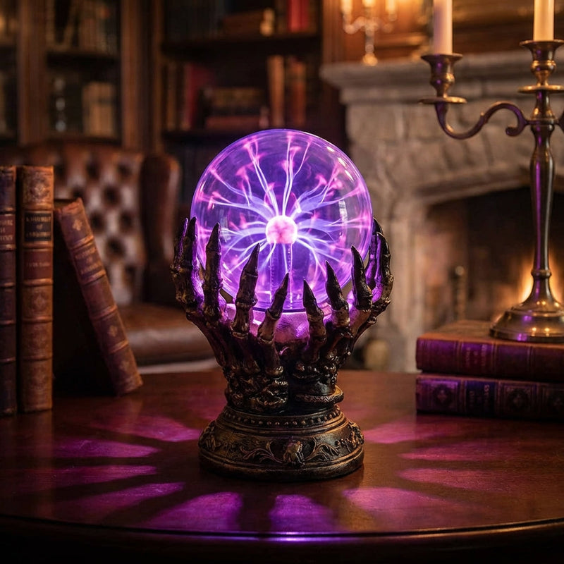 Vespera Gothic Skeletal Hand Plasma Globe Lamp
