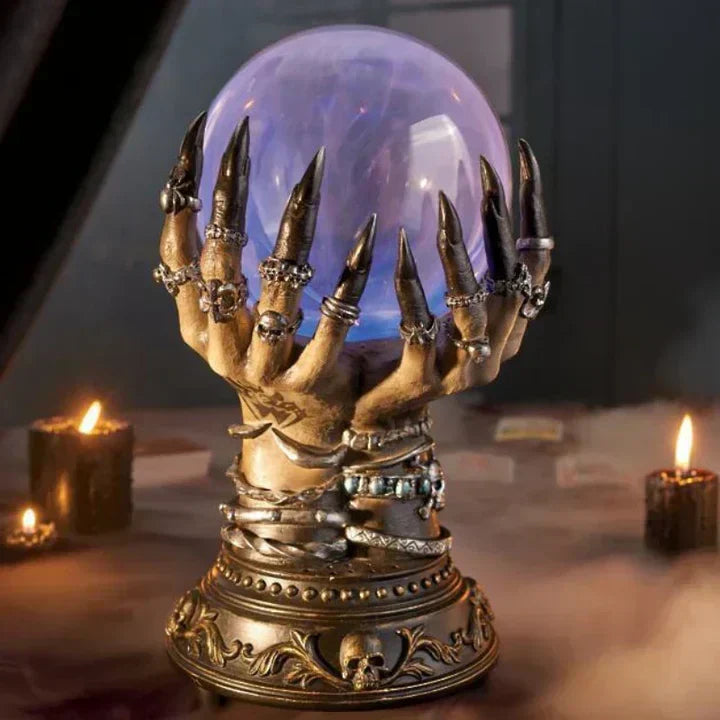 Vespera Gothic Skeletal Hand Plasma Globe Lamp