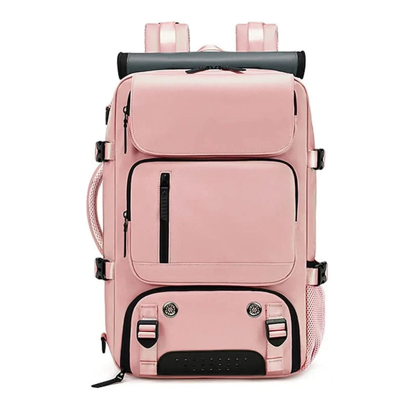 Water-Resistant Travel Backpack with USB Charging Port and Shoe Compartment