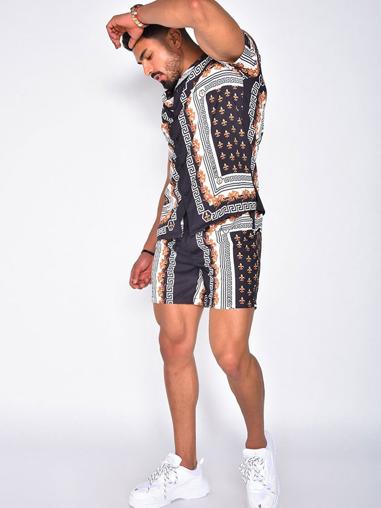 Men's Summer Set with Short Sleeves and Matching Shorts
