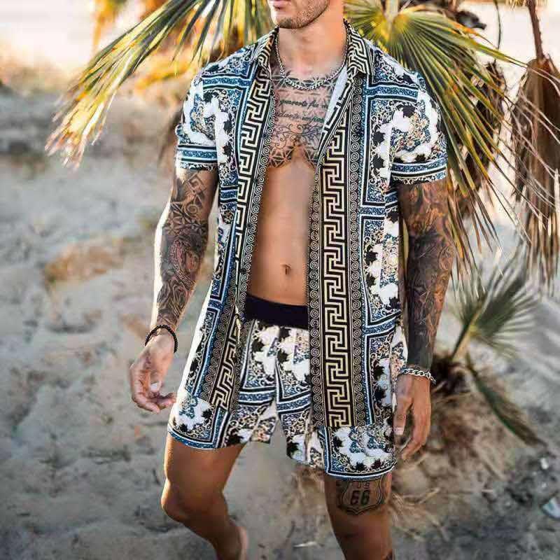 Men's Summer Set with Short Sleeves and Matching Shorts