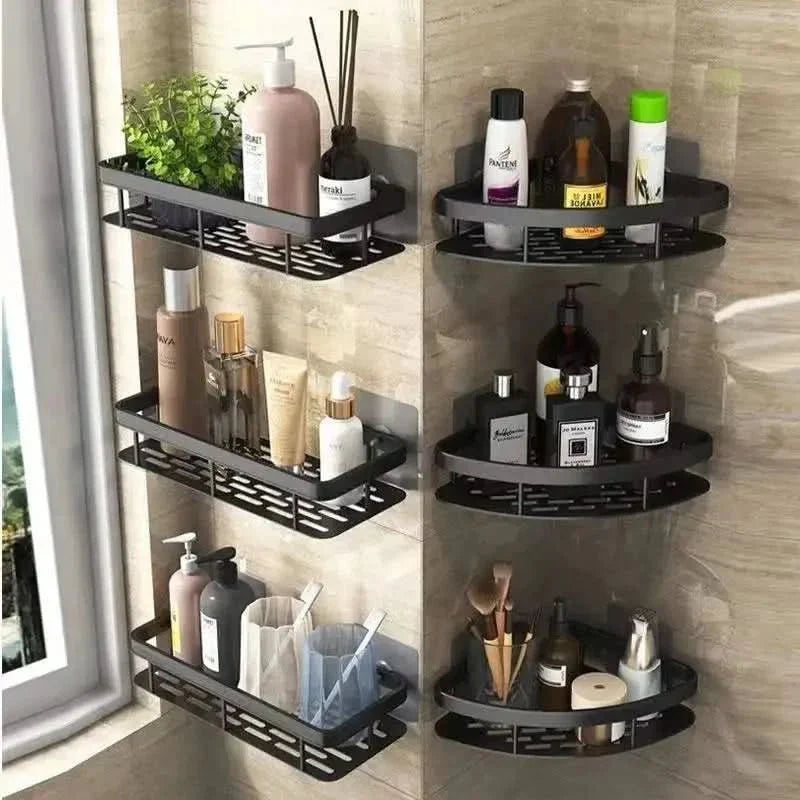 Corner Bathroom Shelf Without Drilling with Two Storage Shelves
