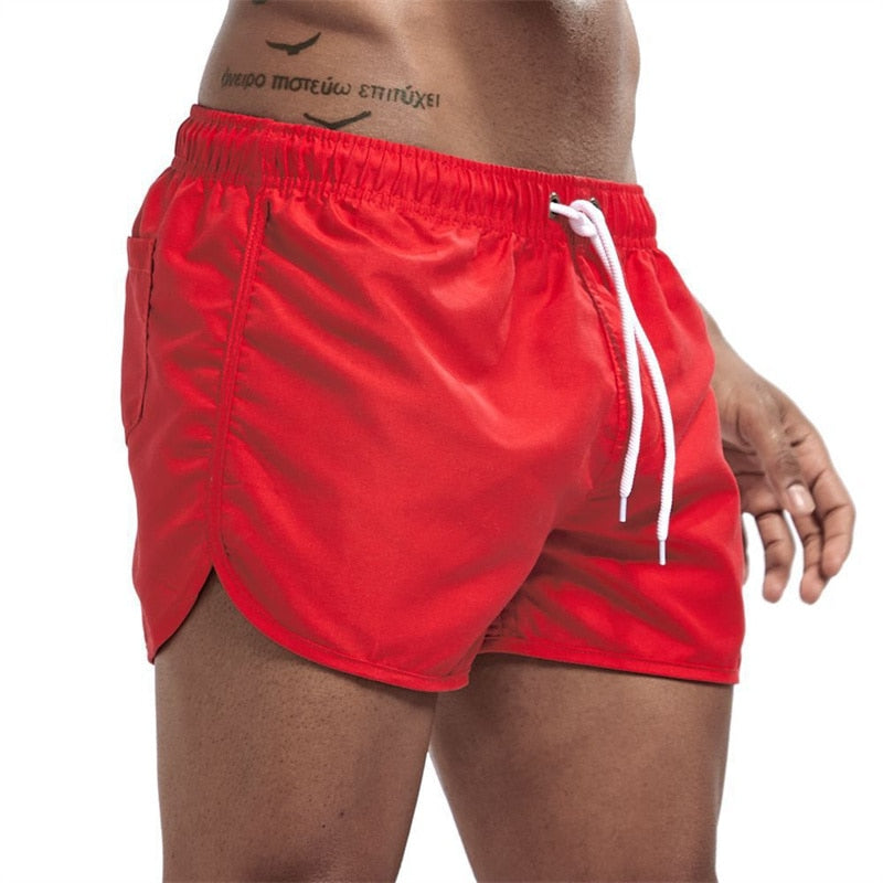 Men's Swimming Shorts with Drawstring and Quick-Drying Fabric