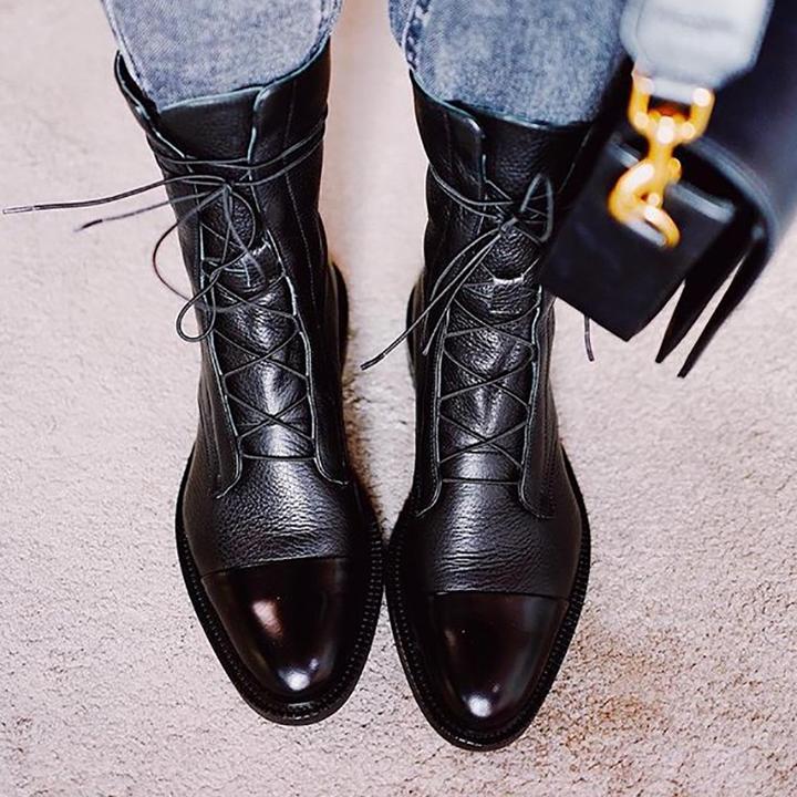 Ladies' Leather Ankle Boots with Lace-Up – Timeless and Comfortable