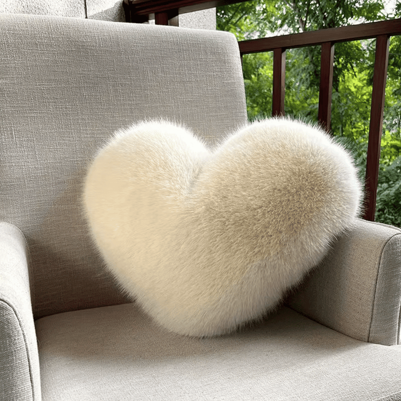 Heart-Shaped Faux Fur Cushion for Cosy Home Comfort and Décor