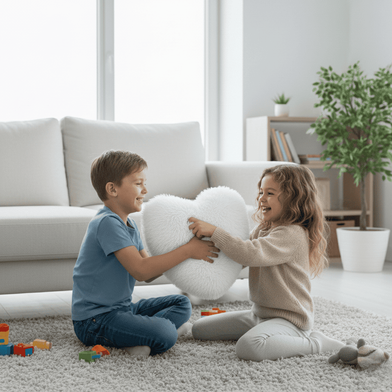 Heart-Shaped Faux Fur Cushion for Cosy Home Comfort and Décor