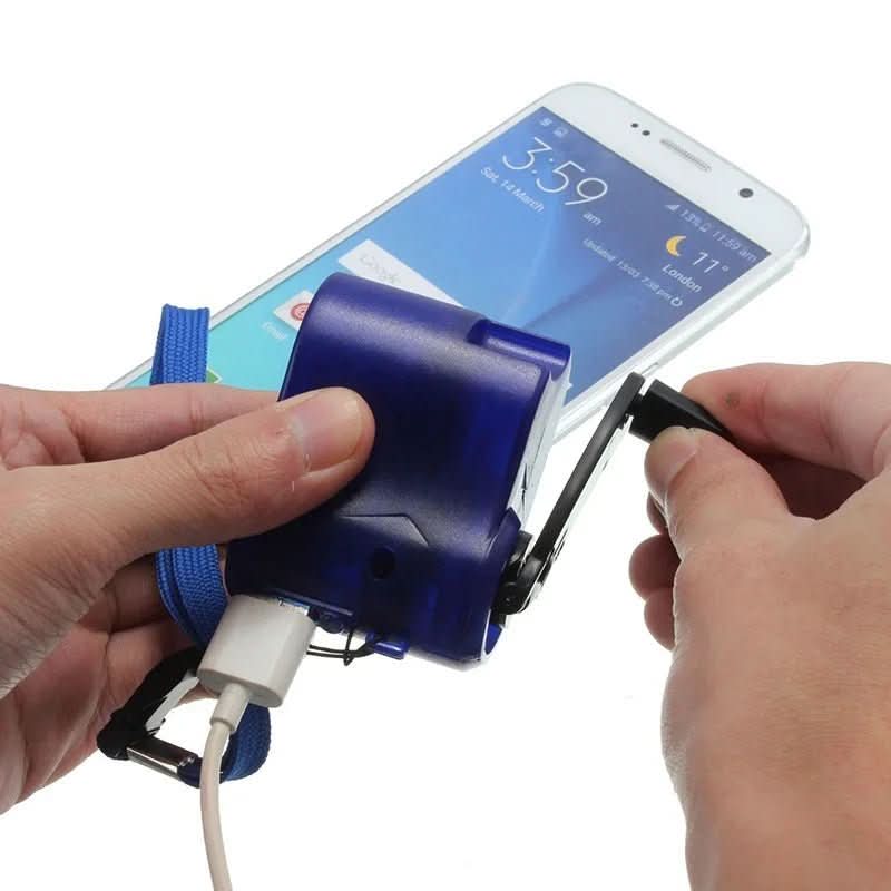 Portable Hand-Crank Emergency Charger with USB Output & LED Light