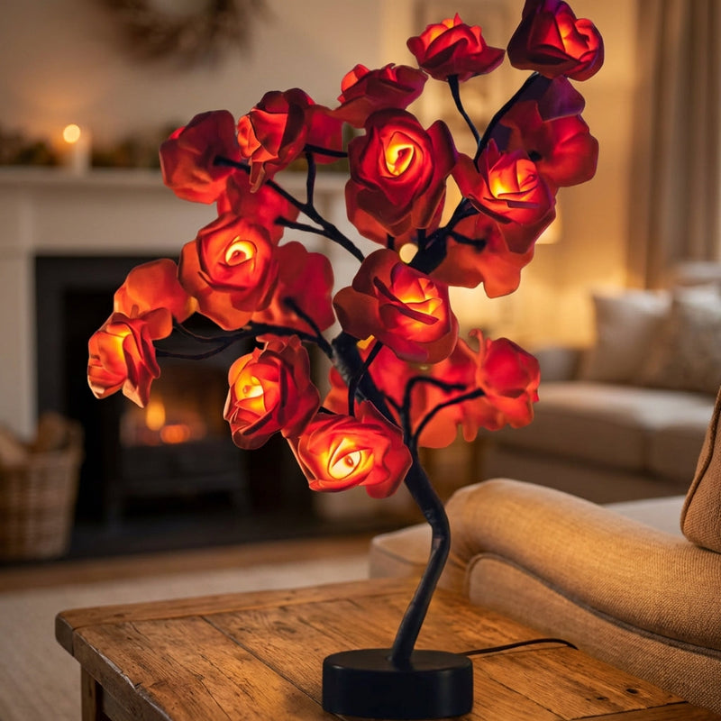 Roselle Illuminated Rose Tree Table Lamp