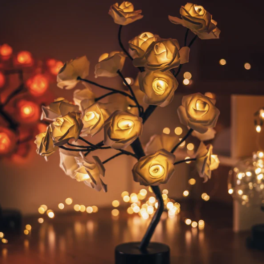 Roselle Illuminated Rose Tree Table Lamp