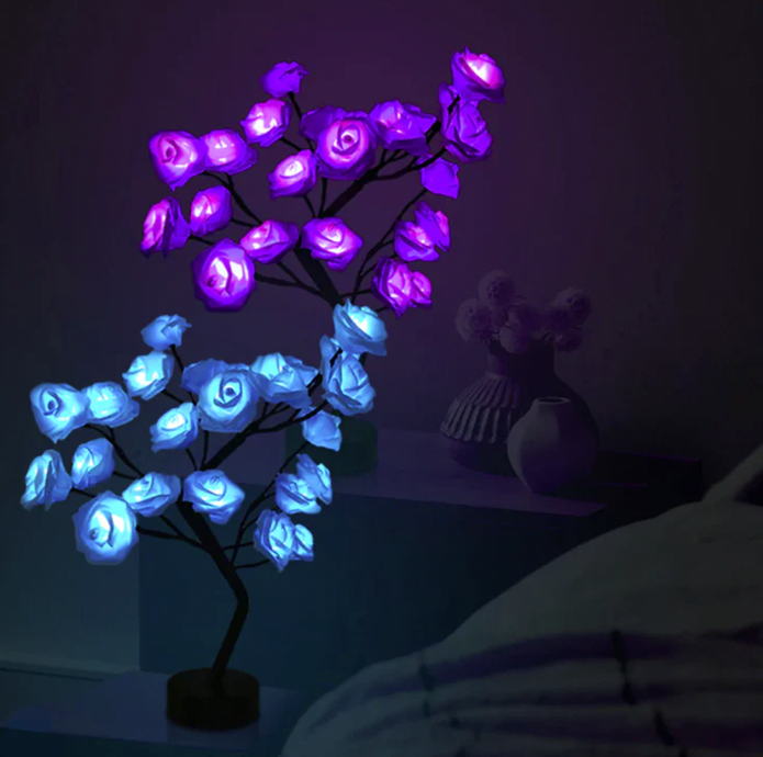 Roselle Illuminated Rose Tree Table Lamp