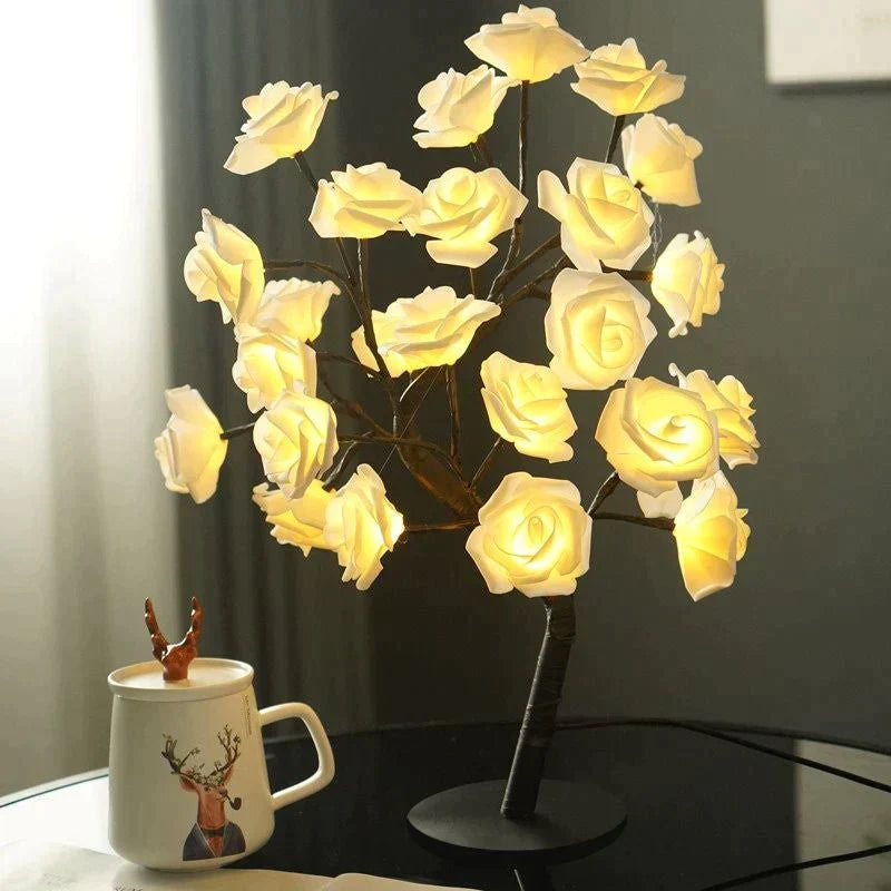 Roselle Illuminated Rose Tree Table Lamp