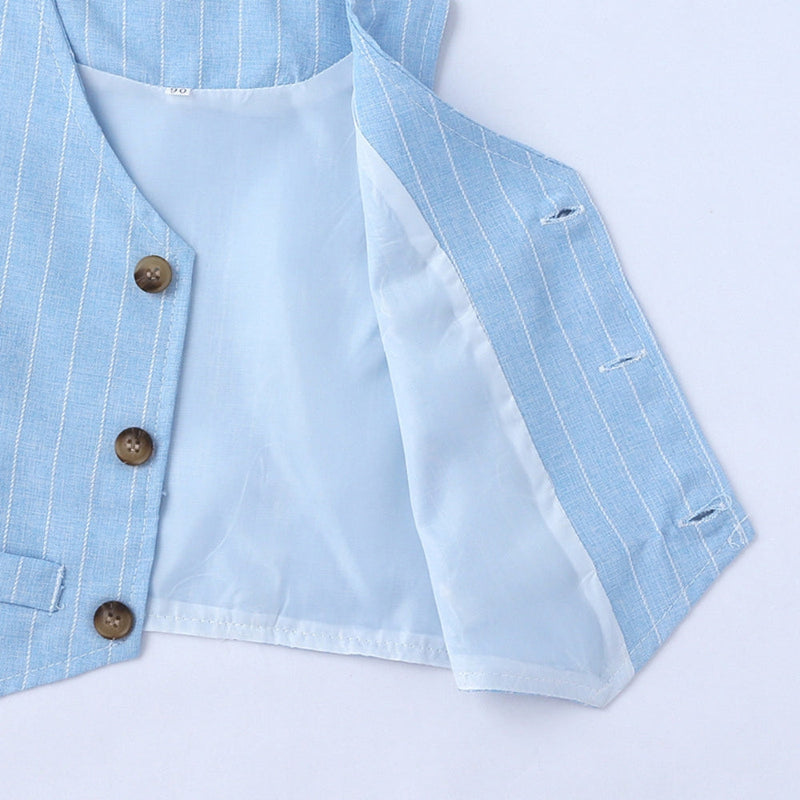 Boys' Formal Outfit Set for Babies and Toddlers with Pinstripe Waistcoat and Bow Tie for Special Occasions
