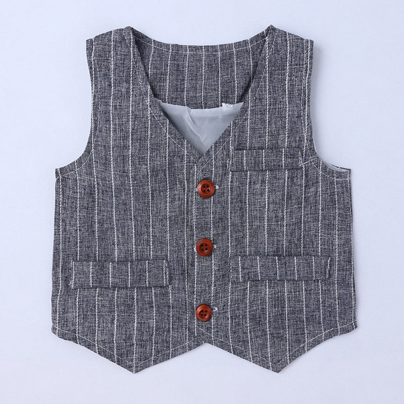 Boys' Formal Outfit Set for Babies and Toddlers with Pinstripe Waistcoat and Bow Tie for Special Occasions