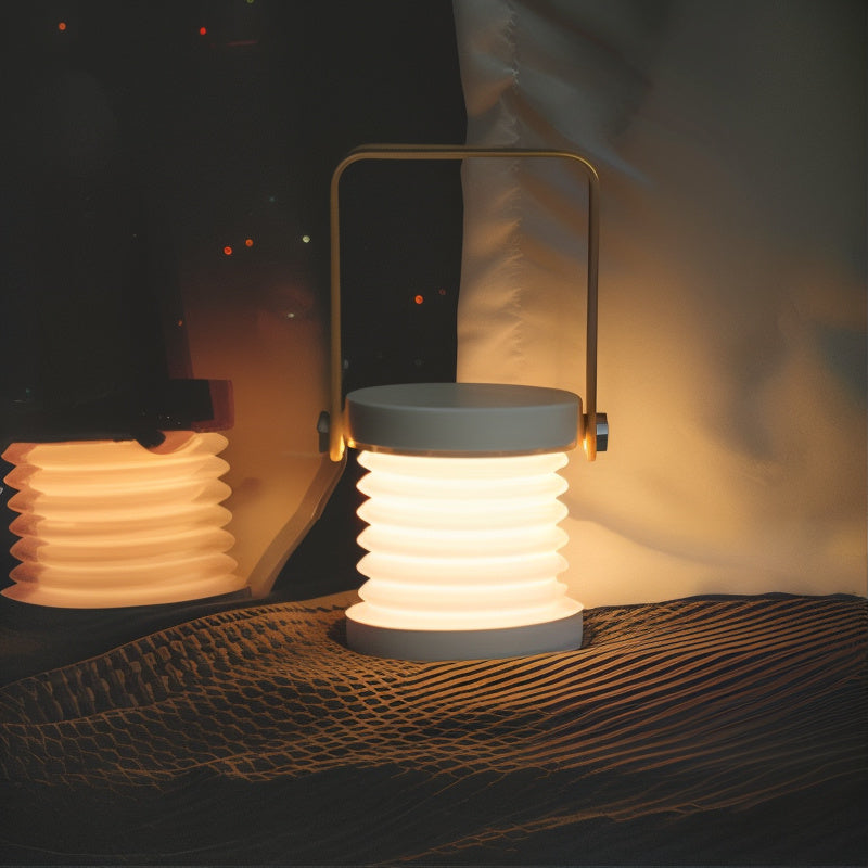 Dimmable LED Table Lamp with Wooden Frame and 360-Degree Adjustable Light