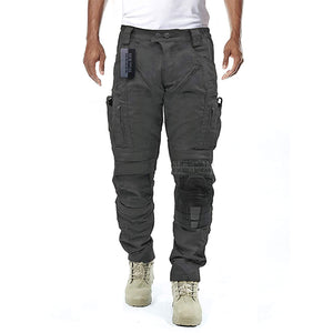 Men's Camouflage Cargo Trousers with Knee Protection and Utility Pockets