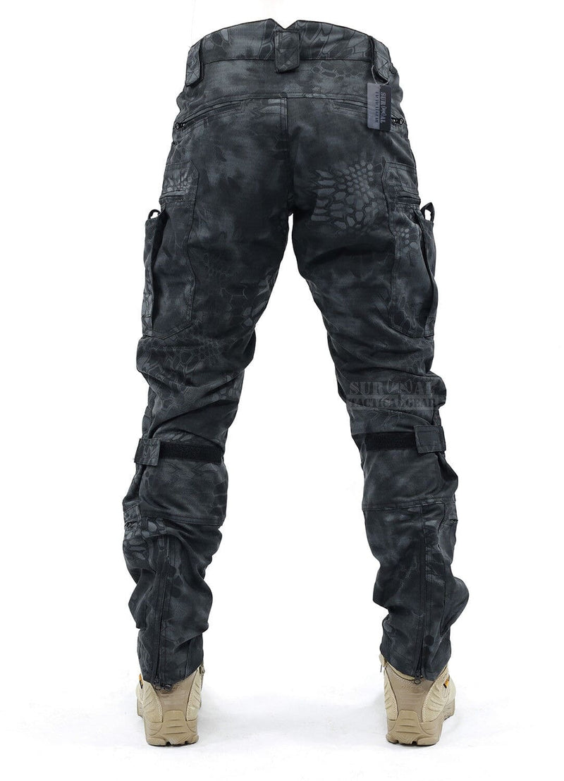 Men's Camouflage Cargo Trousers with Knee Protection and Utility Pockets