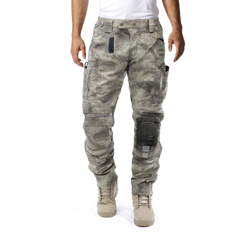 Men's Camouflage Cargo Trousers with Knee Protection and Utility Pockets