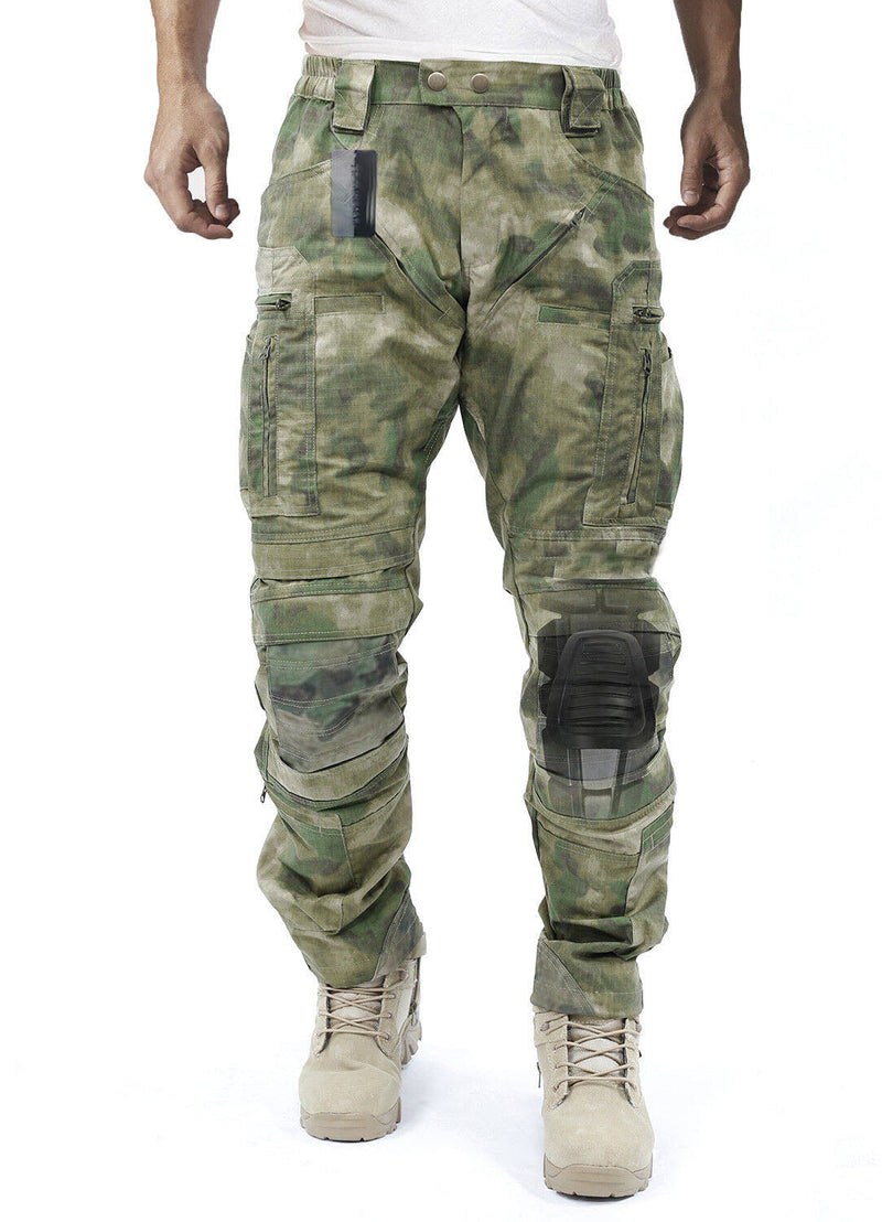 Men's Camouflage Cargo Trousers with Knee Protection and Utility Pockets