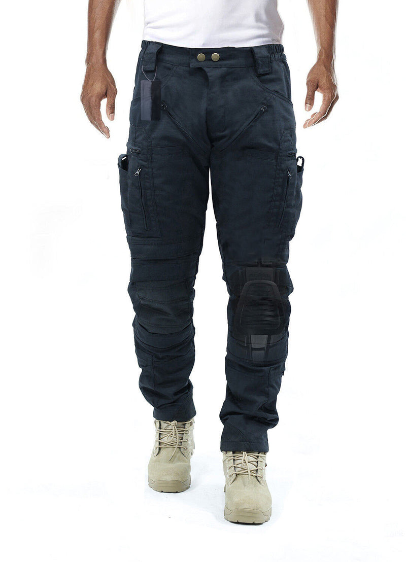 Men's Camouflage Cargo Trousers with Knee Protection and Utility Pockets