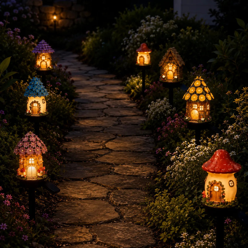 Solar Fairy Cottage Garden Stake Light