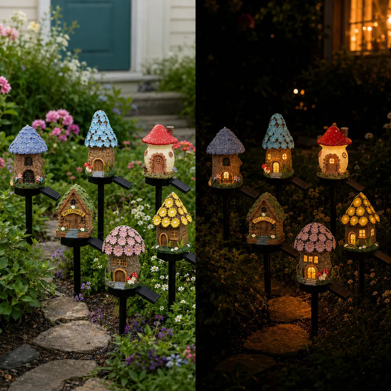 Solar Fairy Cottage Garden Stake Light