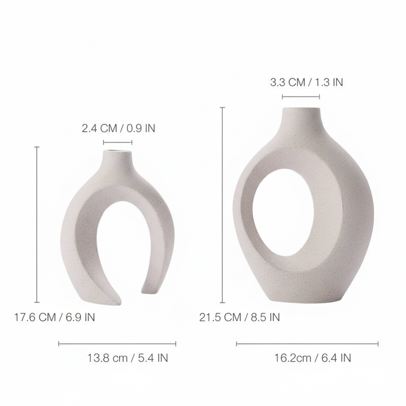 Two-Piece Abstract Interlocking Ceramic Decorative Vase Set