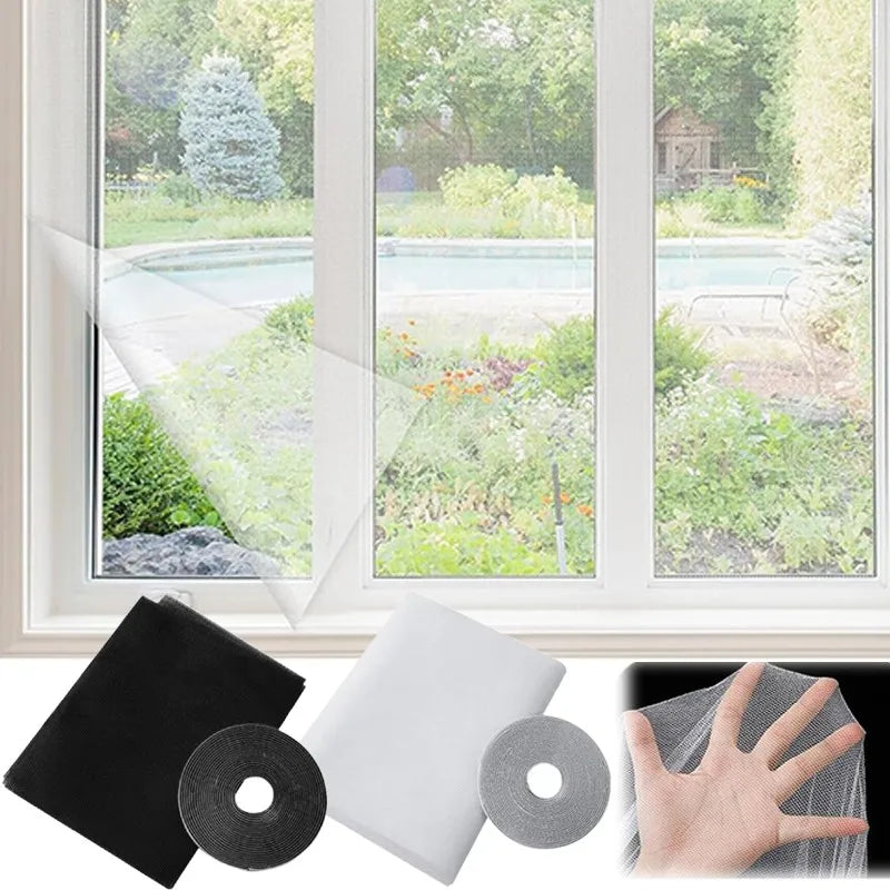 Self-Adhesive Window Insect Screen with Hook-and-Loop Fastening