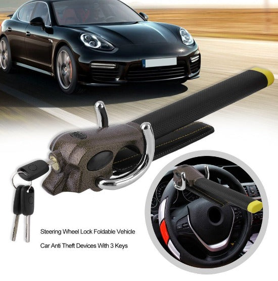 Three-Direction Steering Wheel Lock with Reinforced Anti-Theft Design
