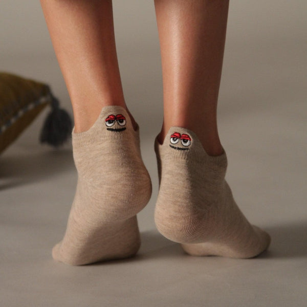 Ten-Pair Cotton Trainer Socks with Embroidered Character Details