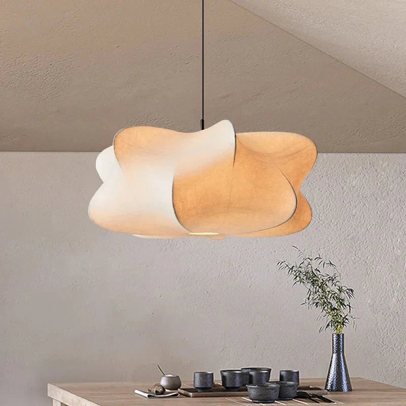 Japanese-Inspired Pleated Silk Pendant Light for Interiors