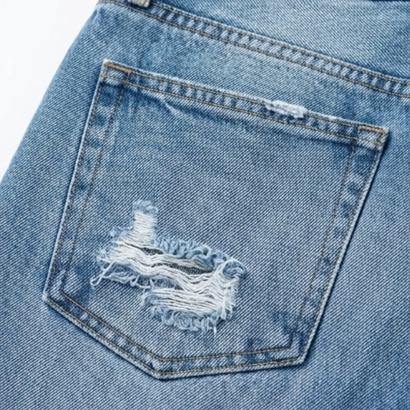 Women’s Cropped Straight-Leg Jeans with Fringed Hem