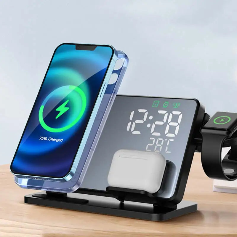 3-in-1 Wireless Charging Station with Alarm Clock