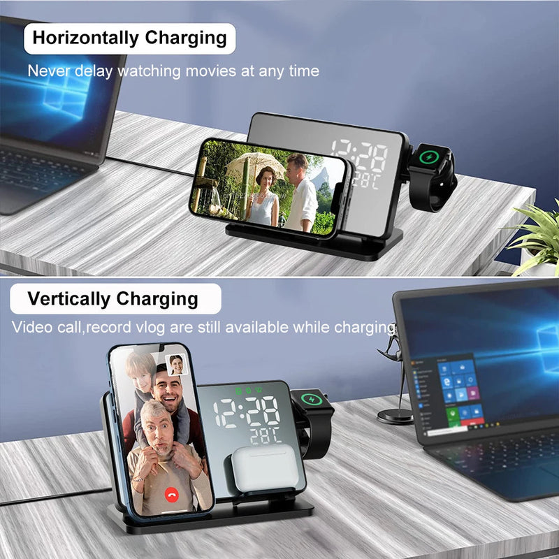 3-in-1 Wireless Charging Station with Alarm Clock