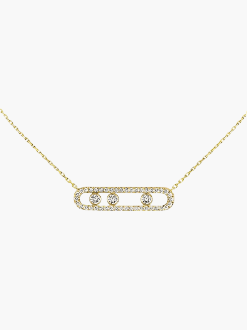 Women's Triple-Stone Pendant Necklace with Adjustable Chain