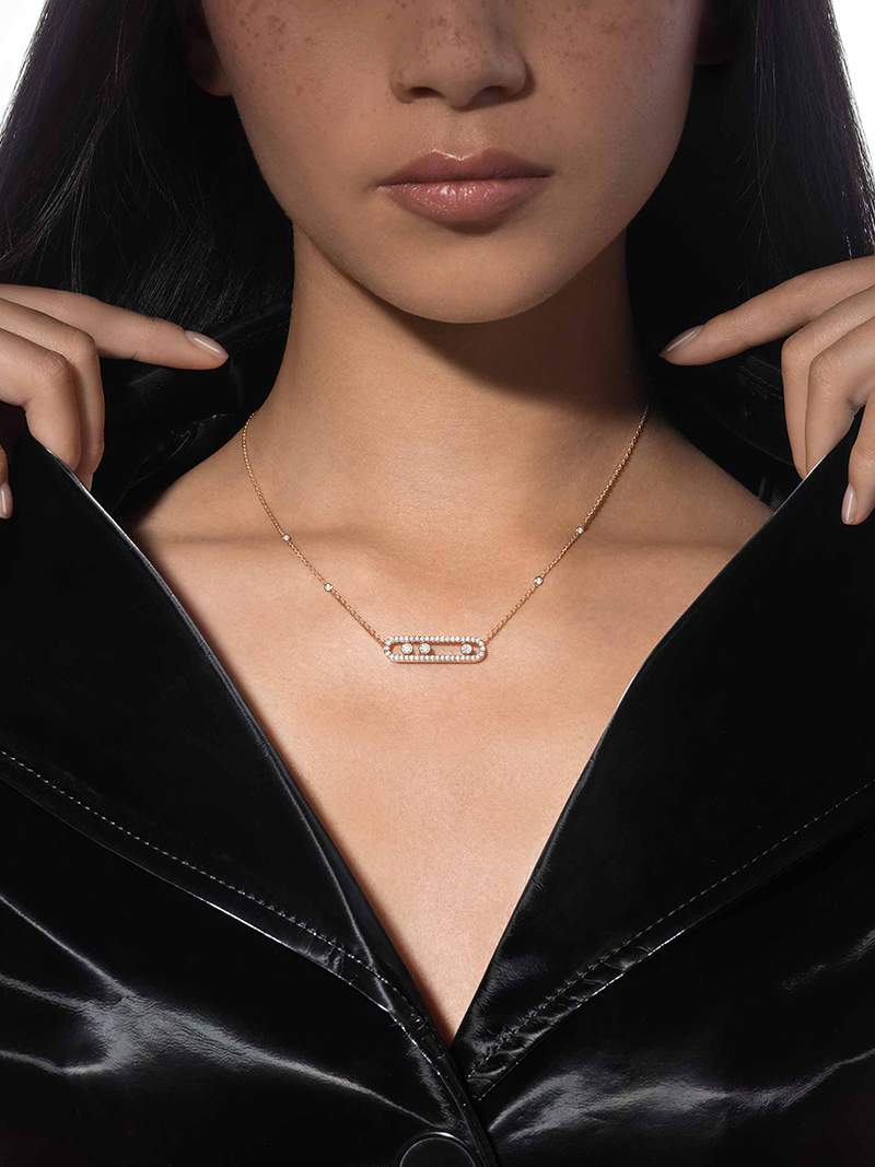 Women's Triple-Stone Pendant Necklace with Adjustable Chain