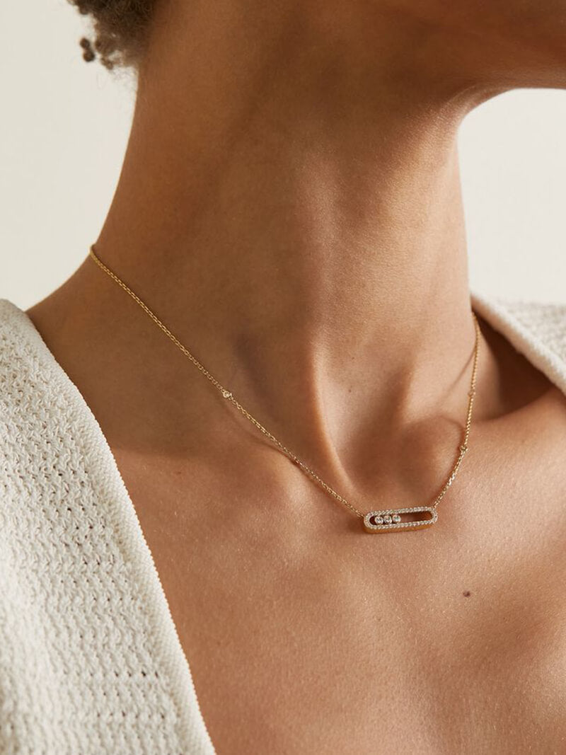 Women's Triple-Stone Pendant Necklace with Adjustable Chain