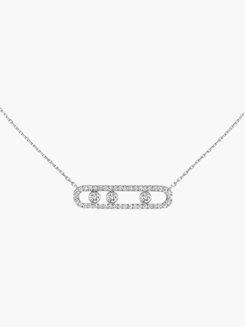 Women's Triple-Stone Pendant Necklace with Adjustable Chain
