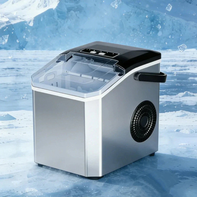 Stainless Steel Ice Cube Maker with Transparent Lid for Fresh Ice Cubes