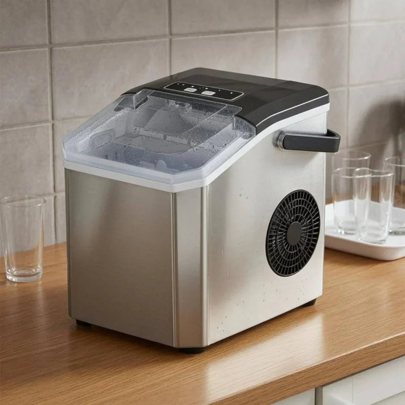 Stainless Steel Ice Cube Maker with Transparent Lid for Fresh Ice Cubes