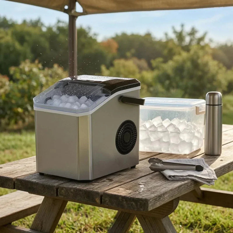 Stainless Steel Ice Cube Maker with Transparent Lid for Fresh Ice Cubes