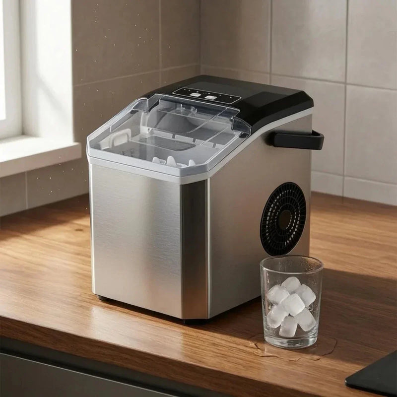 Stainless Steel Ice Cube Maker with Transparent Lid for Fresh Ice Cubes