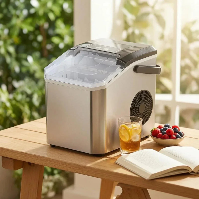 Stainless Steel Ice Cube Maker with Transparent Lid for Fresh Ice Cubes