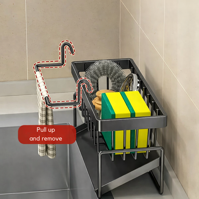 Stainless Steel Sink Caddy with Towel Rail