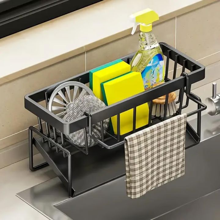 Stainless Steel Sink Caddy with Towel Rail