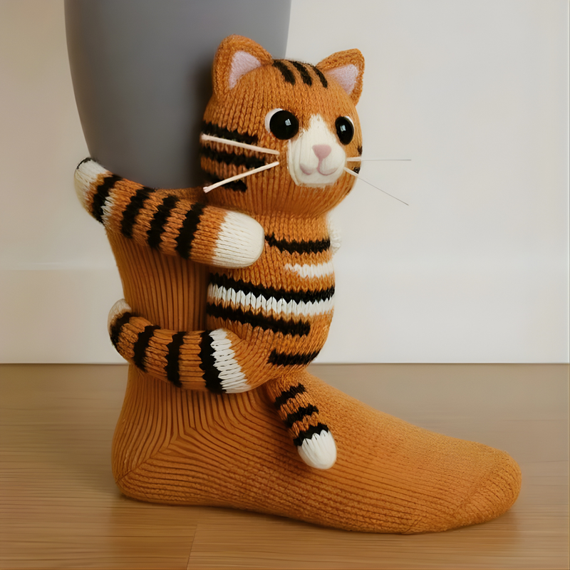 Unisex house socks with 3D animal design and non-slip – Warm and comfortable