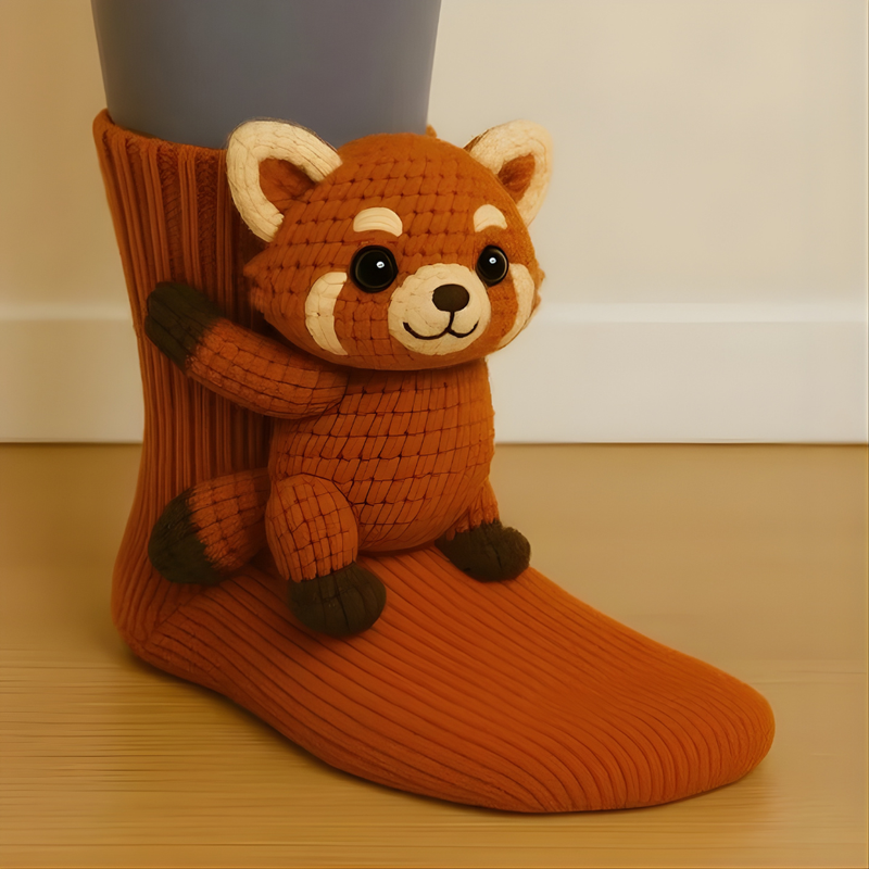 Unisex house socks with 3D animal design and non-slip – Warm and comfortable